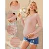 image:imageEkouaer Womens Maternity Shirts Long Sleeve 3 Packs Pregnancy VNeck Clothes Side Ruched Blouse Tops for Mama SXXLLight GreyBlackArmy Green