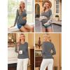 image:imageEkouaer Womens Maternity Shirts Long Sleeve 3 Packs Pregnancy VNeck Clothes Side Ruched Blouse Tops for Mama SXXLMaroonCaramelDark Grey