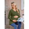 image:imageEkouaer Womens Maternity Shirts Long Sleeve Pregnancy Tops for Women V Neck Tunic Blouses ClothesArmy Green
