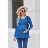 image:imageEkouaer Womens Maternity Shirts Long Sleeve Pregnancy Tops for Women V Neck Tunic Blouses ClothesBlue