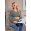 image:imageEkouaer Womens Maternity Shirts Long Sleeve Pregnancy Tops for Women V Neck Tunic Blouses ClothesDark Grey