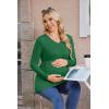 image:imageEkouaer Womens Maternity Shirts Long Sleeve Pregnancy Tops for Women V Neck Tunic Blouses ClothesGreen