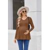 image:imageEkouaer Womens Maternity Shirts Long Sleeve Pregnancy Tops for Women V Neck Tunic Blouses ClothesLight Brown