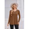 image:imageEkouaer Womens Maternity Shirts Long Sleeve Pregnancy Tops for Women V Neck Tunic Blouses ClothesLight Brown