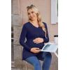 image:imageEkouaer Womens Maternity Shirts Long Sleeve Pregnancy Tops for Women V Neck Tunic Blouses ClothesNavy Blue