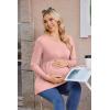 image:imageEkouaer Womens Maternity Shirts Long Sleeve Pregnancy Tops for Women V Neck Tunic Blouses ClothesPink