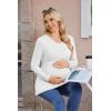 image:imageEkouaer Womens Maternity Shirts Long Sleeve Pregnancy Tops for Women V Neck Tunic Blouses ClothesWhite