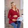 image:imageEkouaer Womens Maternity Shirts Long Sleeve Pregnancy Tops for Women V Neck Tunic Blouses ClothesWine Red