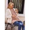 image:imageEkouaer Womens Maternity Shirts Long Sleeve Split Side Pregnancy Tee Top Tunic Blouse Casual Mama ClothesKhaki