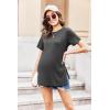 image:imageEkouaer Womens Maternity Shirts Short Sleeve Pregnancy Tops Blouses Split Side Casual Crewneck Pregnant Tunic TeeDeep Grey
