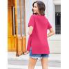 image:imageEkouaer Womens Maternity Shirts Short Sleeve Pregnancy Tops Blouses Split Side Casual Crewneck Pregnant Tunic TeeHot Pink