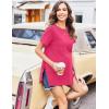 image:imageEkouaer Womens Maternity Shirts Short Sleeve Pregnancy Tops Blouses Split Side Casual Crewneck Pregnant Tunic TeeHot Pink