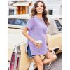 image:imageEkouaer Womens Maternity Shirts Short Sleeve Pregnancy Tops Blouses Split Side Casual Crewneck Pregnant Tunic TeePurple