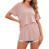 image:imageEkouaer Womens Maternity Shirts Short Sleeves Nursing Tops 3 Pack Double Laye Breastfeeding Tees Pregnancy Clothes SXXL3pcs Black  Army Green  Dirty Pink
