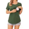 image:imageEkouaer Womens Maternity Shirts Short Sleeves Nursing Tops 3 Pack Double Laye Breastfeeding Tees Pregnancy Clothes SXXL3pcs Black  Army Green  Red
