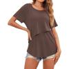 image:imageEkouaer Womens Maternity Shirts Short Sleeves Nursing Tops 3 Pack Double Laye Breastfeeding Tees Pregnancy Clothes SXXL3pcs Black  Brown  Grey