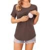 image:imageEkouaer Womens Maternity Shirts Short Sleeves Nursing Tops 3 Pack Double Laye Breastfeeding Tees Pregnancy Clothes SXXL3pcs Black  Brown  Khaki