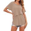 image:imageEkouaer Womens Maternity Shirts Short Sleeves Nursing Tops 3 Pack Double Laye Breastfeeding Tees Pregnancy Clothes SXXL3pcs Black  Brown  Khaki