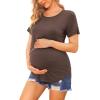 image:imageEkouaer Womens Maternity Shirts Short Sleeves Nursing Tops 3 Pack Double Laye Breastfeeding Tees Pregnancy Clothes SXXL3pcs Black  Brown  Khaki