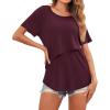 image:imageEkouaer Womens Maternity Shirts Short Sleeves Nursing Tops 3 Pack Double Laye Breastfeeding Tees Pregnancy Clothes SXXL3pcs Black  Dark Red  Grey