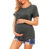 image:imageEkouaer Womens Maternity Shirts Short Sleeves Nursing Tops 3 Pack Double Laye Breastfeeding Tees Pregnancy Clothes SXXL3pcs Black  Deep Grey  Blue Green