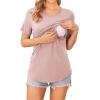 image:imageEkouaer Womens Maternity Shirts Short Sleeves Nursing Tops 3 Pack Double Laye Breastfeeding Tees Pregnancy Clothes SXXL3pcs Black  Dirty Pink  Dark Gray