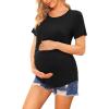 image:imageEkouaer Womens Maternity Shirts Short Sleeves Nursing Tops 3 Pack Double Laye Breastfeeding Tees Pregnancy Clothes SXXL3pcs Black  Khaki  Light Gray