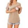image:imageEkouaer Womens Maternity Shirts Short Sleeves Nursing Tops 3 Pack Double Laye Breastfeeding Tees Pregnancy Clothes SXXL3pcs Black  Khaki  Light Gray