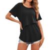 image:imageEkouaer Womens Maternity Shirts Short Sleeves Nursing Tops 3 Pack Double Laye Breastfeeding Tees Pregnancy Clothes SXXL3pcs Black  Light Brown  Deep Army Green