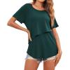 image:imageEkouaer Womens Maternity Shirts Short Sleeves Nursing Tops 3 Pack Double Laye Breastfeeding Tees Pregnancy Clothes SXXL3pcs Black  Light Gray  Lake Green