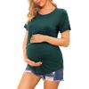 image:imageEkouaer Womens Maternity Shirts Short Sleeves Nursing Tops 3 Pack Double Laye Breastfeeding Tees Pregnancy Clothes SXXL3pcs Black  Light Gray  Lake Green