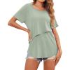 image:imageEkouaer Womens Maternity Shirts Short Sleeves Nursing Tops 3 Pack Double Laye Breastfeeding Tees Pregnancy Clothes SXXL3pcs Black  Light Green  Dark Red