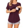 image:imageEkouaer Womens Maternity Shirts Short Sleeves Nursing Tops 3 Pack Double Laye Breastfeeding Tees Pregnancy Clothes SXXL3pcs Black  Light Green  Dark Red