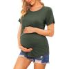 image:imageEkouaer Womens Maternity Shirts Short Sleeves Nursing Tops 3 Pack Double Laye Breastfeeding Tees Pregnancy Clothes SXXL3pcs Black  Light Grey  Deep Army Green