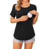 image:imageEkouaer Womens Maternity Shirts Short Sleeves Nursing Tops 3 Pack Double Laye Breastfeeding Tees Pregnancy Clothes SXXL3pcs Black  Light Grey  Deep Army Green