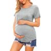 image:imageEkouaer Womens Maternity Shirts Short Sleeves Nursing Tops 3 Pack Double Laye Breastfeeding Tees Pregnancy Clothes SXXL3pcs Black  Light Grey  Deep Grey