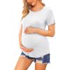 image:imageEkouaer Womens Maternity Shirts Short Sleeves Nursing Tops 3 Pack Double Laye Breastfeeding Tees Pregnancy Clothes SXXL3pcs Black  White  Grey