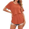 image:imageEkouaer Womens Maternity Shirts Short Sleeves Nursing Tops 3 Pack Double Laye Breastfeeding Tees Pregnancy Clothes SXXL3pcs Flecking Grey  Wine Red  Orange