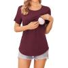 image:imageEkouaer Womens Maternity Shirts Short Sleeves Nursing Tops 3 Pack Double Laye Breastfeeding Tees Pregnancy Clothes SXXL3pcs Flecking Grey  Wine Red  Orange