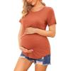 image:imageEkouaer Womens Maternity Shirts Short Sleeves Nursing Tops 3 Pack Double Laye Breastfeeding Tees Pregnancy Clothes SXXL3pcs Flecking Grey  Wine Red  Orange