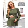 image:imageEkouaer Womens Maternity Tops Long Sleeve Pregnancy Tunic Blouses Crew Neck Ribbed Shirts Pregnant ClothesArmy Green