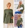 image:imageEkouaer Womens Maternity Tops Long Sleeve Pregnancy Tunic Blouses Crew Neck Ribbed Shirts Pregnant ClothesArmy Green