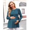 image:imageEkouaer Womens Maternity Tops Long Sleeve Pregnancy Tunic Blouses Crew Neck Ribbed Shirts Pregnant ClothesBlue