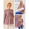 image:imageEkouaer Womens Maternity Tops Long Sleeve Pregnancy Tunic Blouses Crew Neck Ribbed Shirts Pregnant ClothesBlush Pink