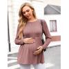 image:imageEkouaer Womens Maternity Tops Long Sleeve Pregnancy Tunic Blouses Crew Neck Ribbed Shirts Pregnant ClothesBlush Pink