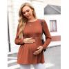 image:imageEkouaer Womens Maternity Tops Long Sleeve Pregnancy Tunic Blouses Crew Neck Ribbed Shirts Pregnant ClothesCaramel