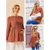image:imageEkouaer Womens Maternity Tops Long Sleeve Pregnancy Tunic Blouses Crew Neck Ribbed Shirts Pregnant ClothesCaramel