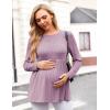 image:imageEkouaer Womens Maternity Tops Long Sleeve Pregnancy Tunic Blouses Crew Neck Ribbed Shirts Pregnant ClothesDark Pink