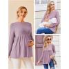 image:imageEkouaer Womens Maternity Tops Long Sleeve Pregnancy Tunic Blouses Crew Neck Ribbed Shirts Pregnant ClothesDark Pink