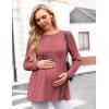 image:imageEkouaer Womens Maternity Tops Long Sleeve Pregnancy Tunic Blouses Crew Neck Ribbed Shirts Pregnant ClothesDusty Rose